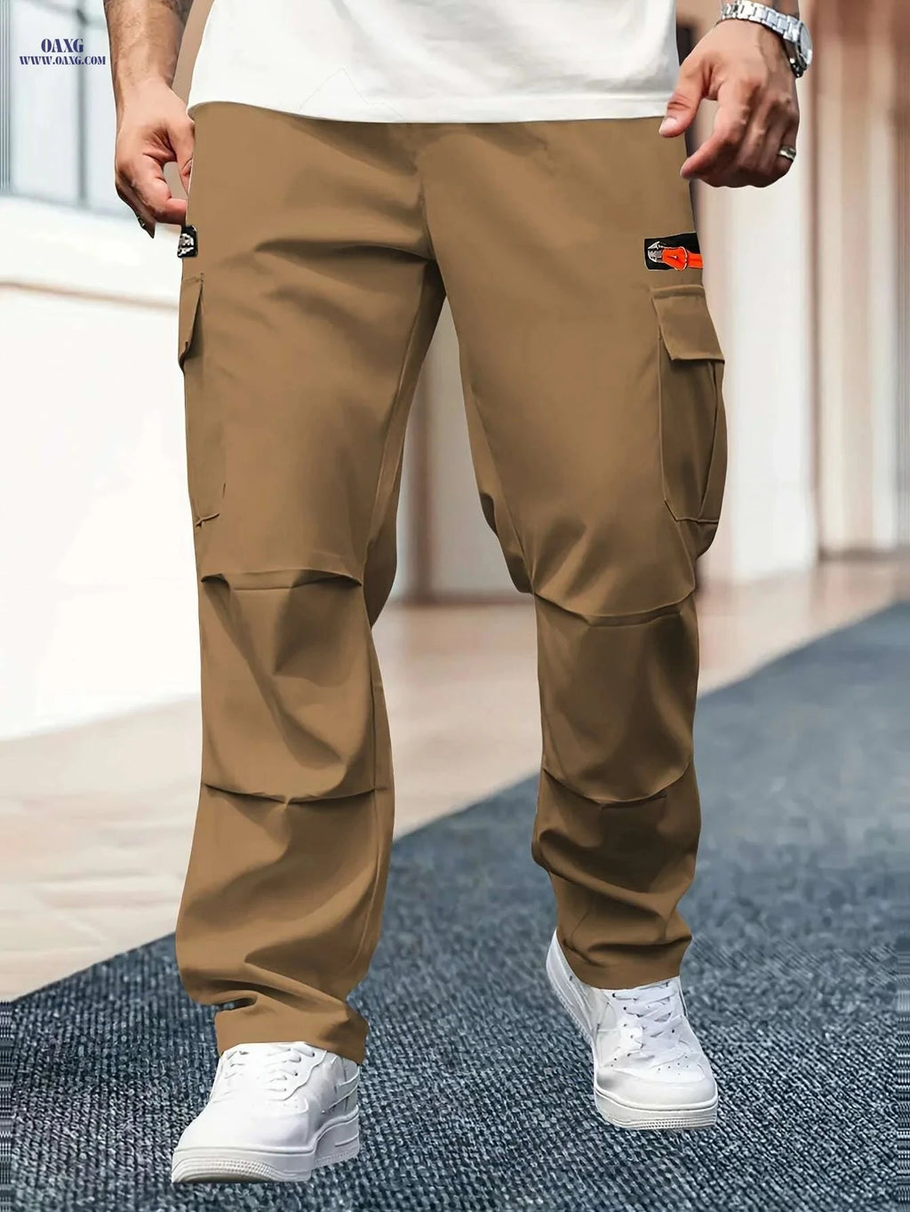Men's Heavy-Duty Cargo Pants - Loose-Fit, Multi-Pocket Design   OAXG Black / S