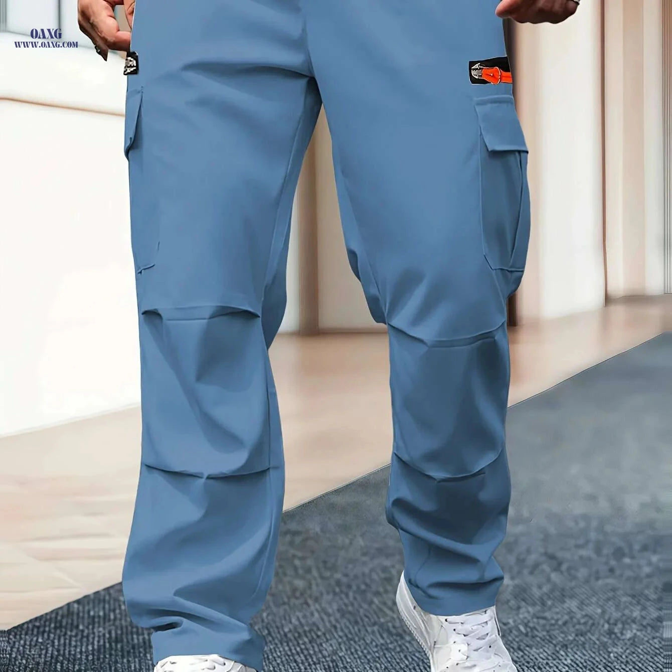 Men's Heavy-Duty Cargo Pants - Loose-Fit, Multi-Pocket Design   OAXG Black / S