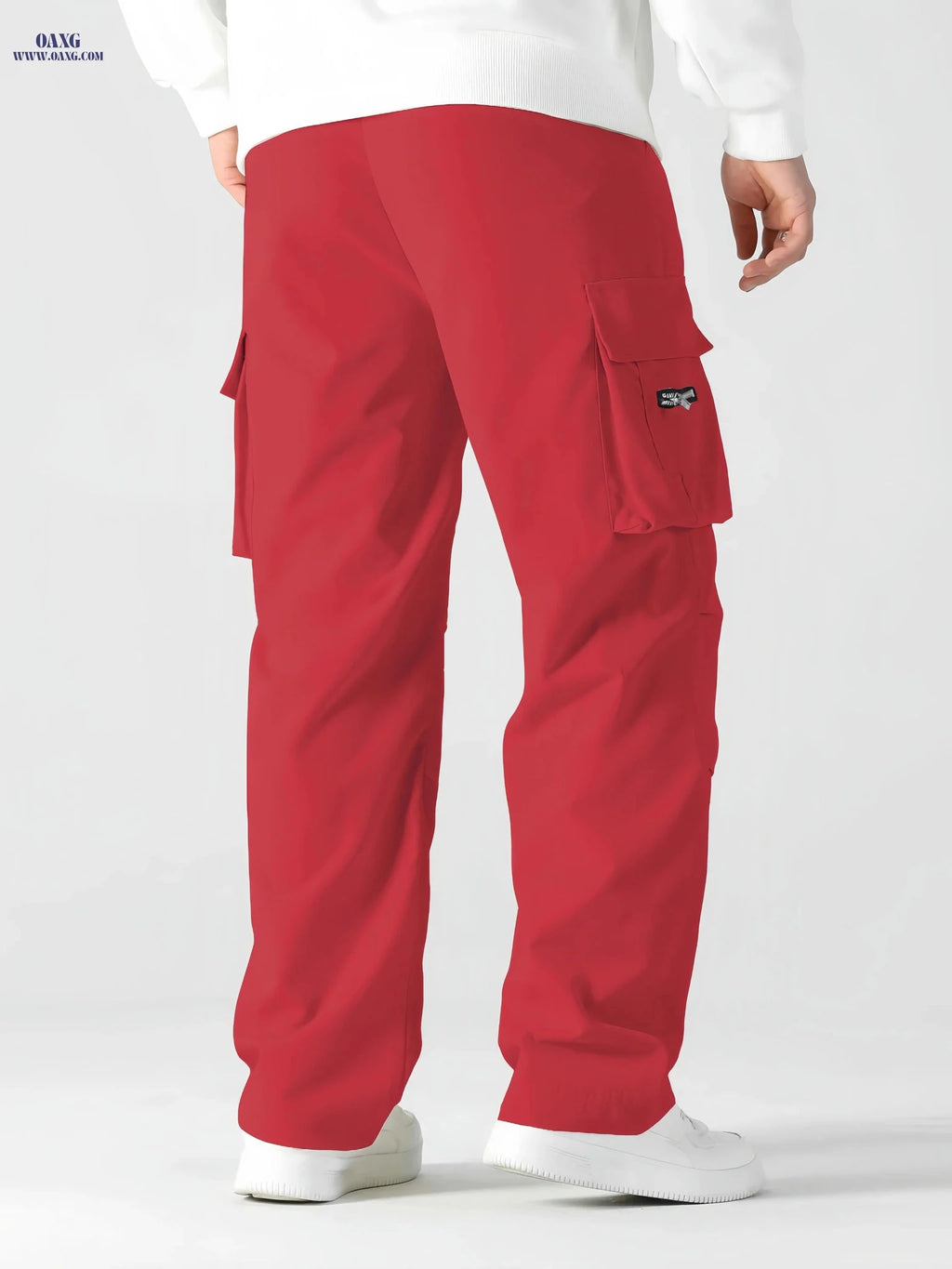 Men's Heavy-Duty Cargo Pants - Loose Fit with Zippered Pockets   OAXG 