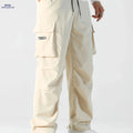 Men's Heavy-Duty Cargo Pants - Loose Fit with Zippered Pockets   OAXG Khaki / FR S