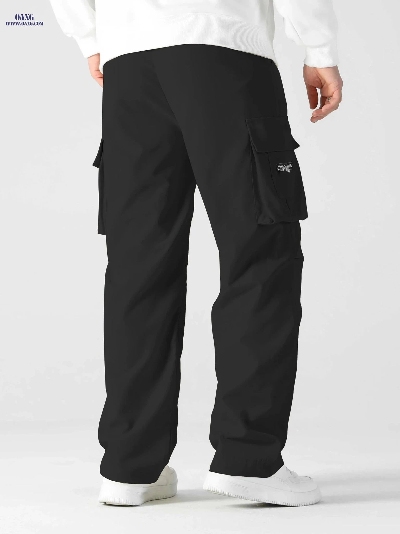 Men's Heavy-Duty Cargo Pants - Loose Fit with Zippered Pockets   OAXG Khaki / FR S