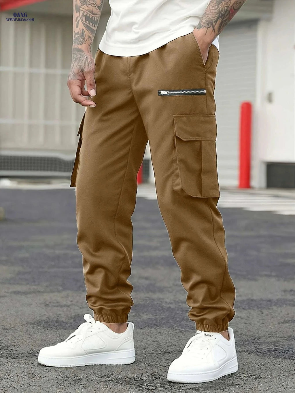 Men's Heavy-Duty Cargo Pants - Multi-Pocket, High-Waist Design   OAXG Black / S