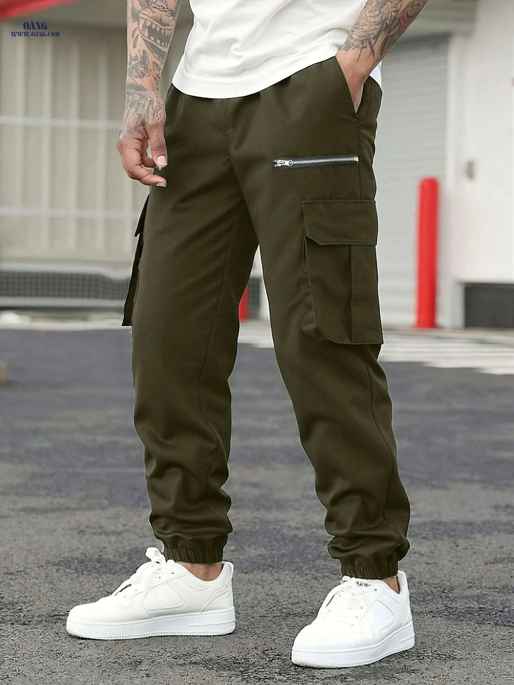 Men's Heavy-Duty Cargo Pants - Multi-Pocket, High-Waist Design   OAXG Black / S