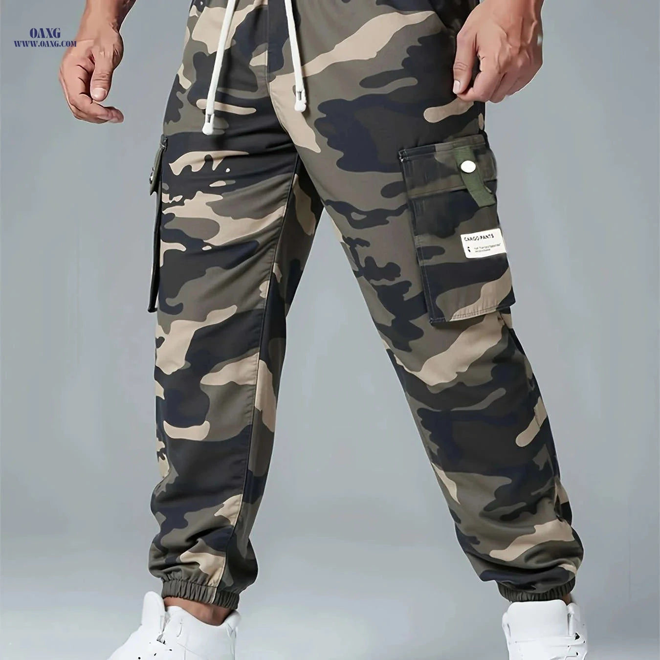 Men's Heavy-Duty Cargo Pants - Non-Stretch, Utility Pockets, Drawstring   OAXG 