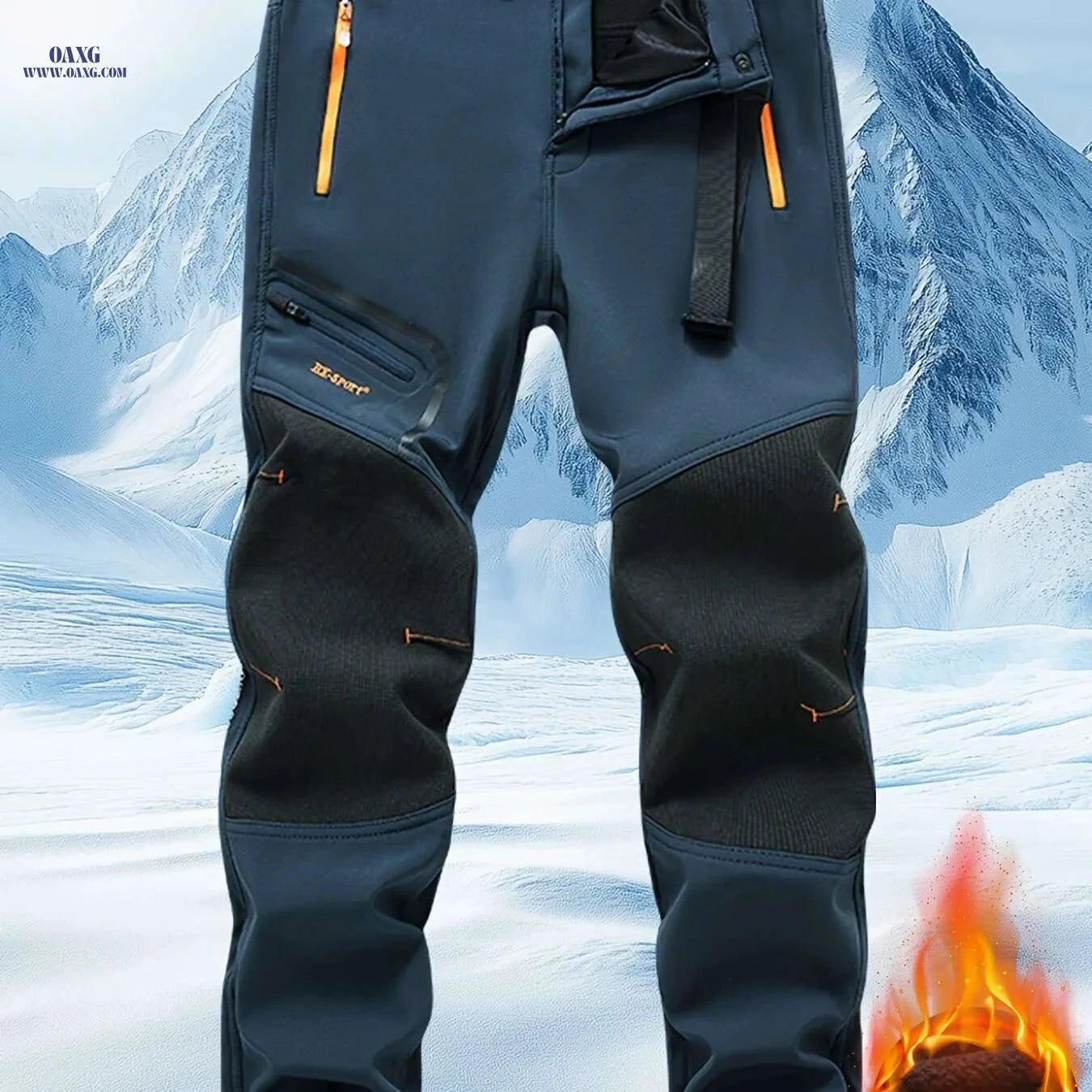 Men's Heavy-Duty Thermal Pants - Windproof, Adjustable Belt, Zippered Pockets   OAXG Black / XS