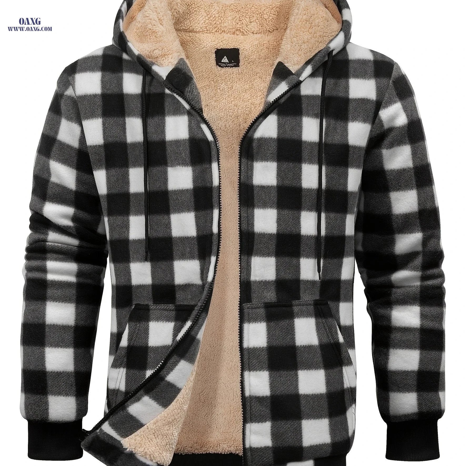 Men's Heavyweight Fleece Hoodie Jacket - Thick Sherpa Lined   OAXG 