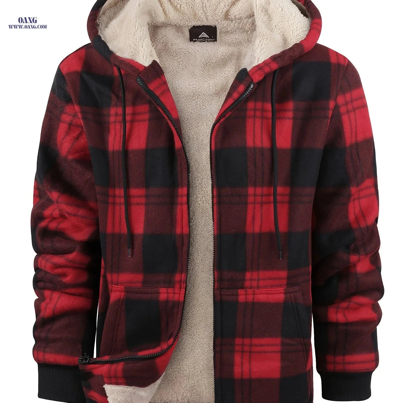 Men's Heavyweight Fleece Hoodie Jacket - Thick Sherpa Lined   OAXG 