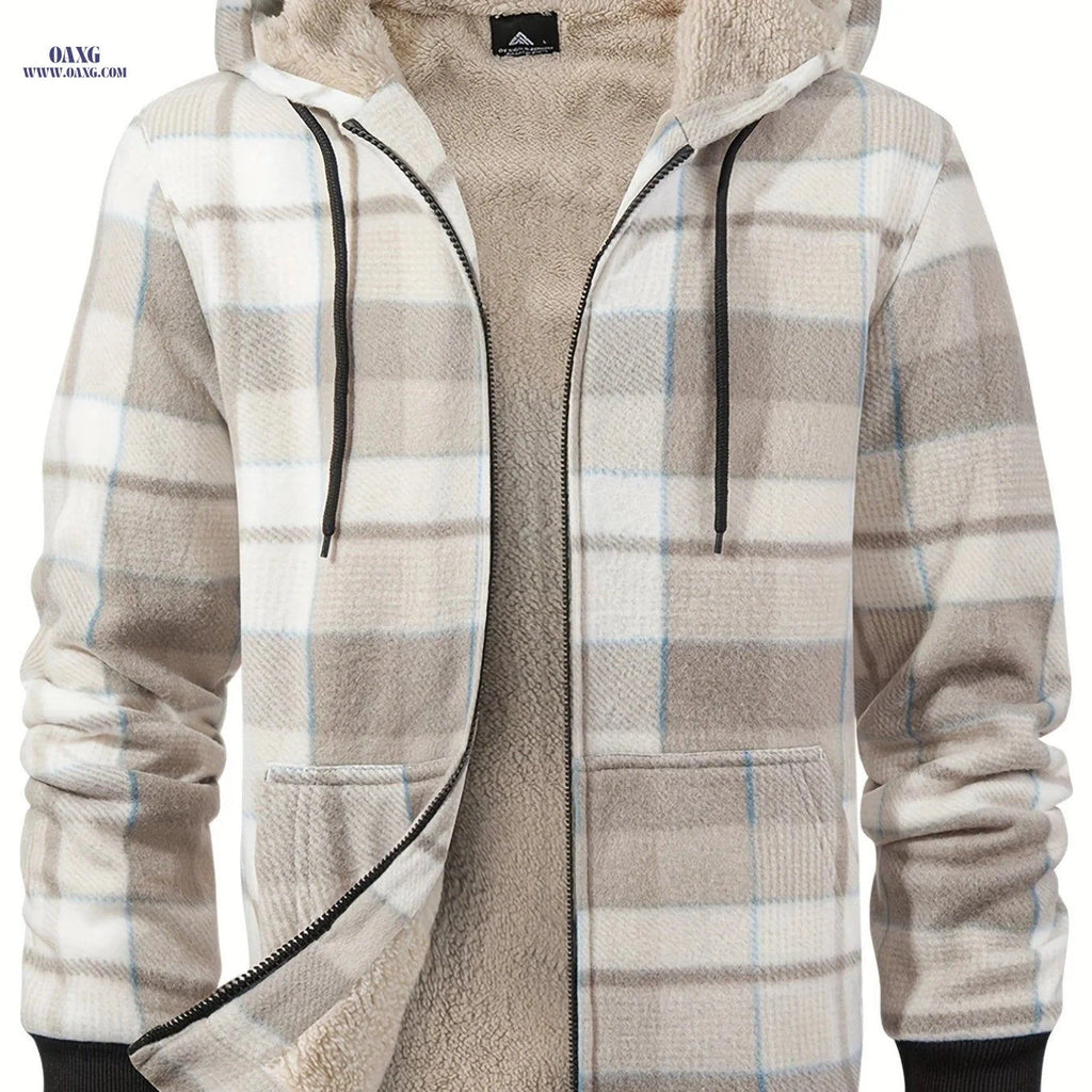 Men's Heavyweight Fleece Hoodie Jacket - Thick Sherpa Lined   OAXG 