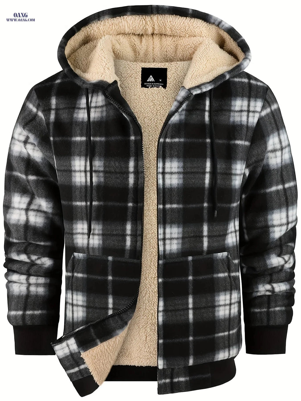 Men's Heavyweight Fleece Hoodie Jacket - Thick Sherpa Lined   OAXG 