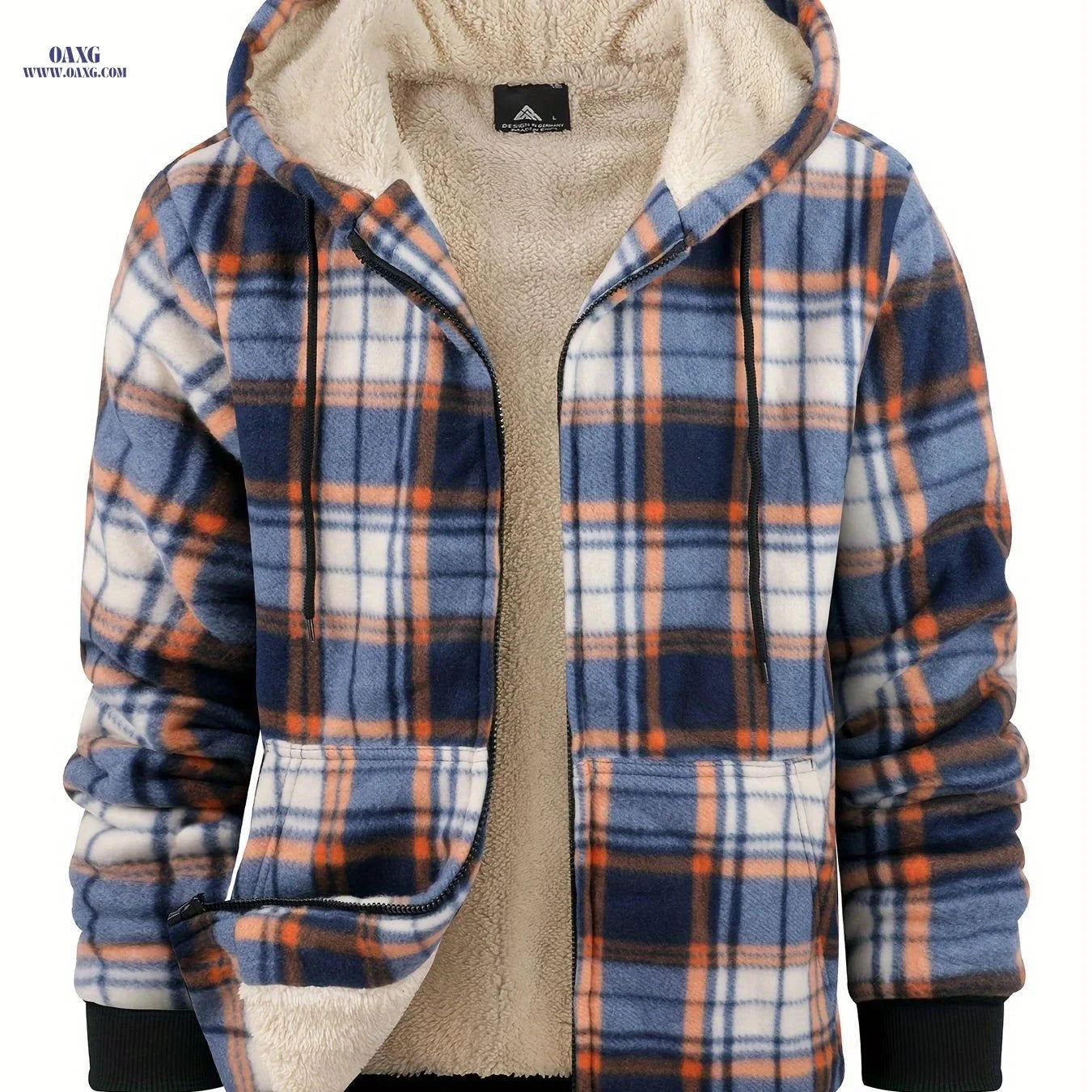 Men's Heavyweight Fleece Hoodie Jacket - Thick Sherpa Lined   OAXG Tawny / FR M