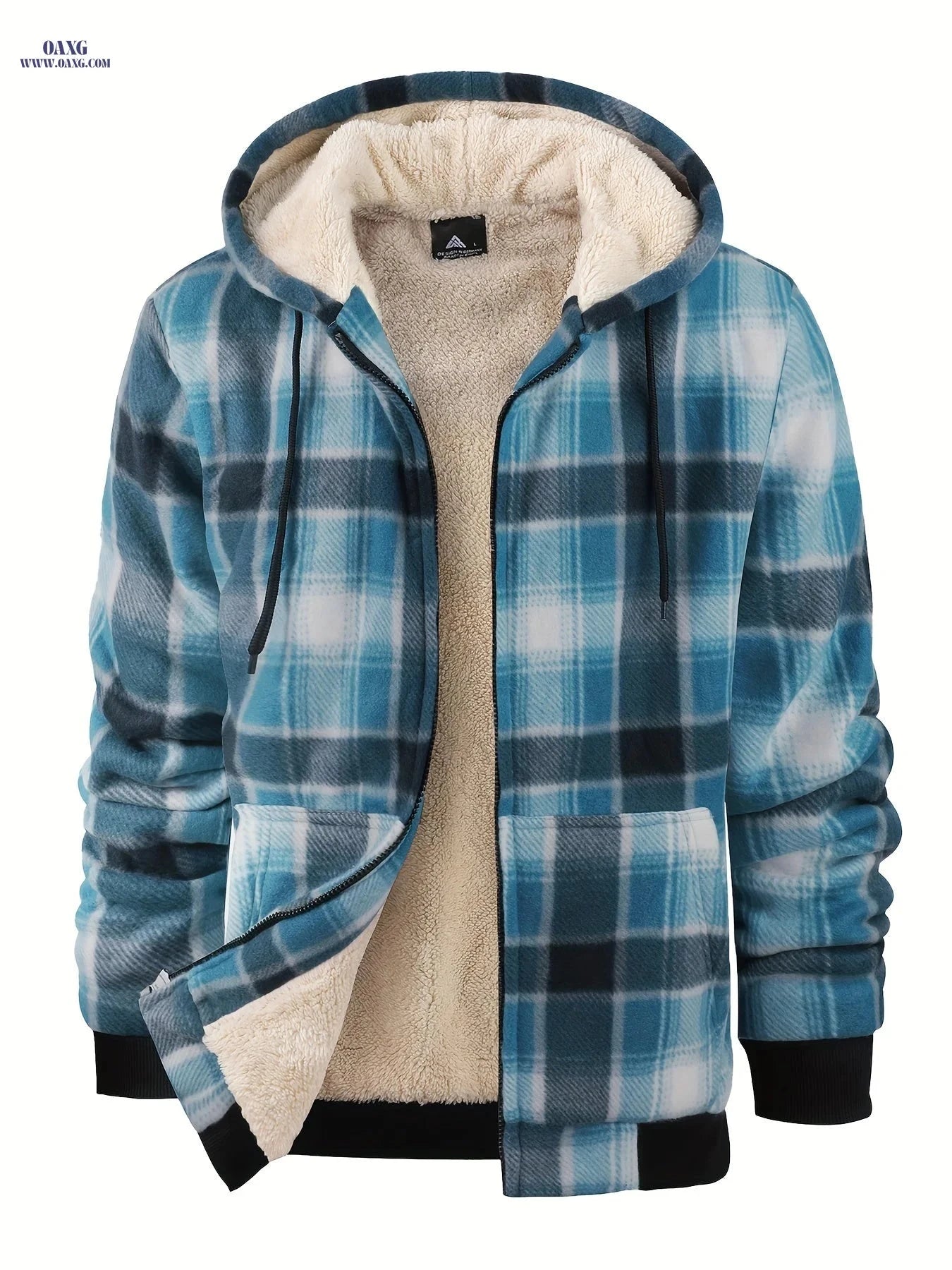 Men's Heavyweight Fleece Hoodie Jacket - Thick Sherpa Lined   OAXG 