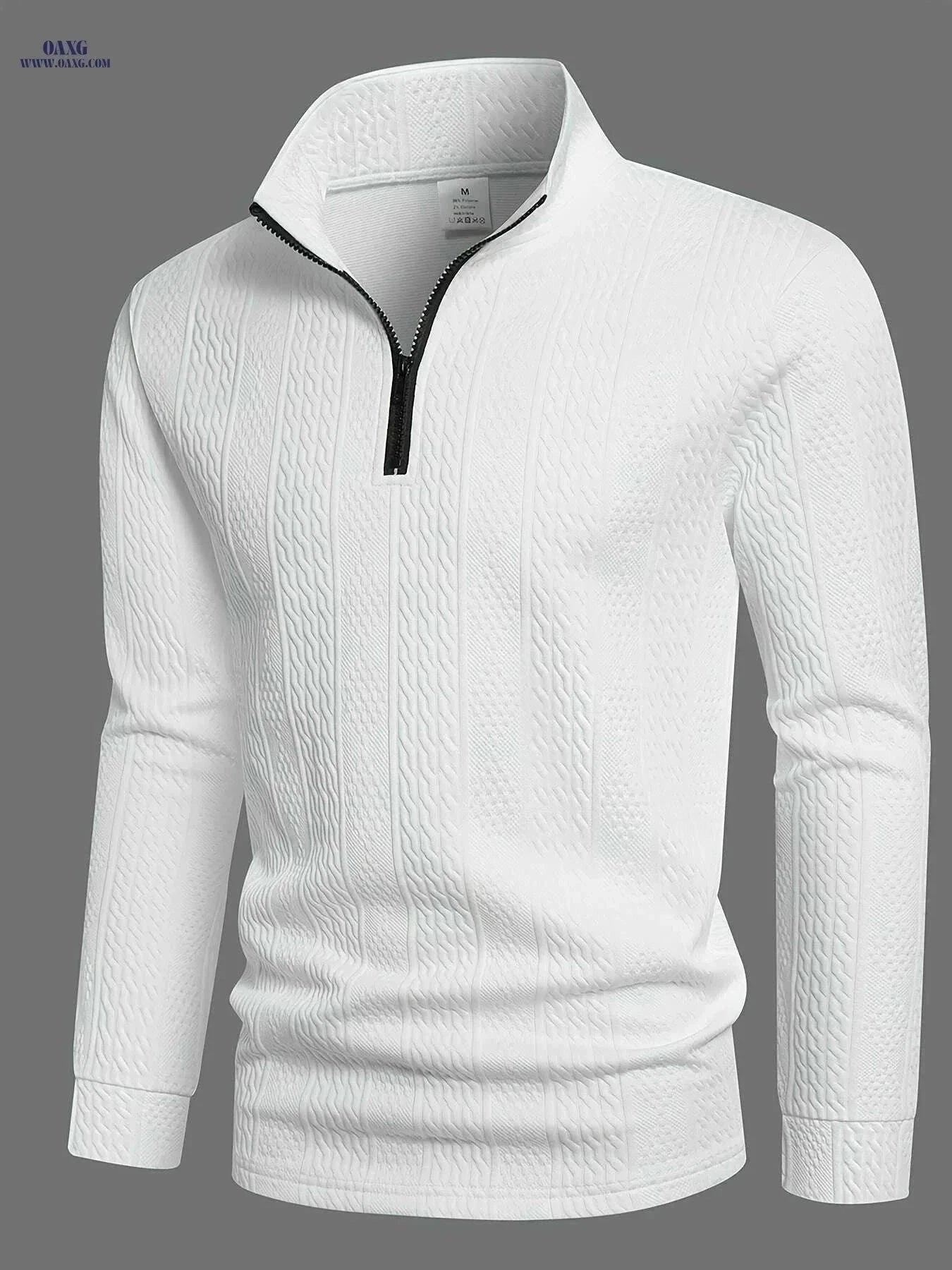 Men's Heavyweight Long Sleeve Shirt - Zipper Front, Casual Style   OAXG White / S