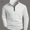 Men's Heavyweight Long Sleeve Shirt - Zipper Front, Casual Style   OAXG White / S