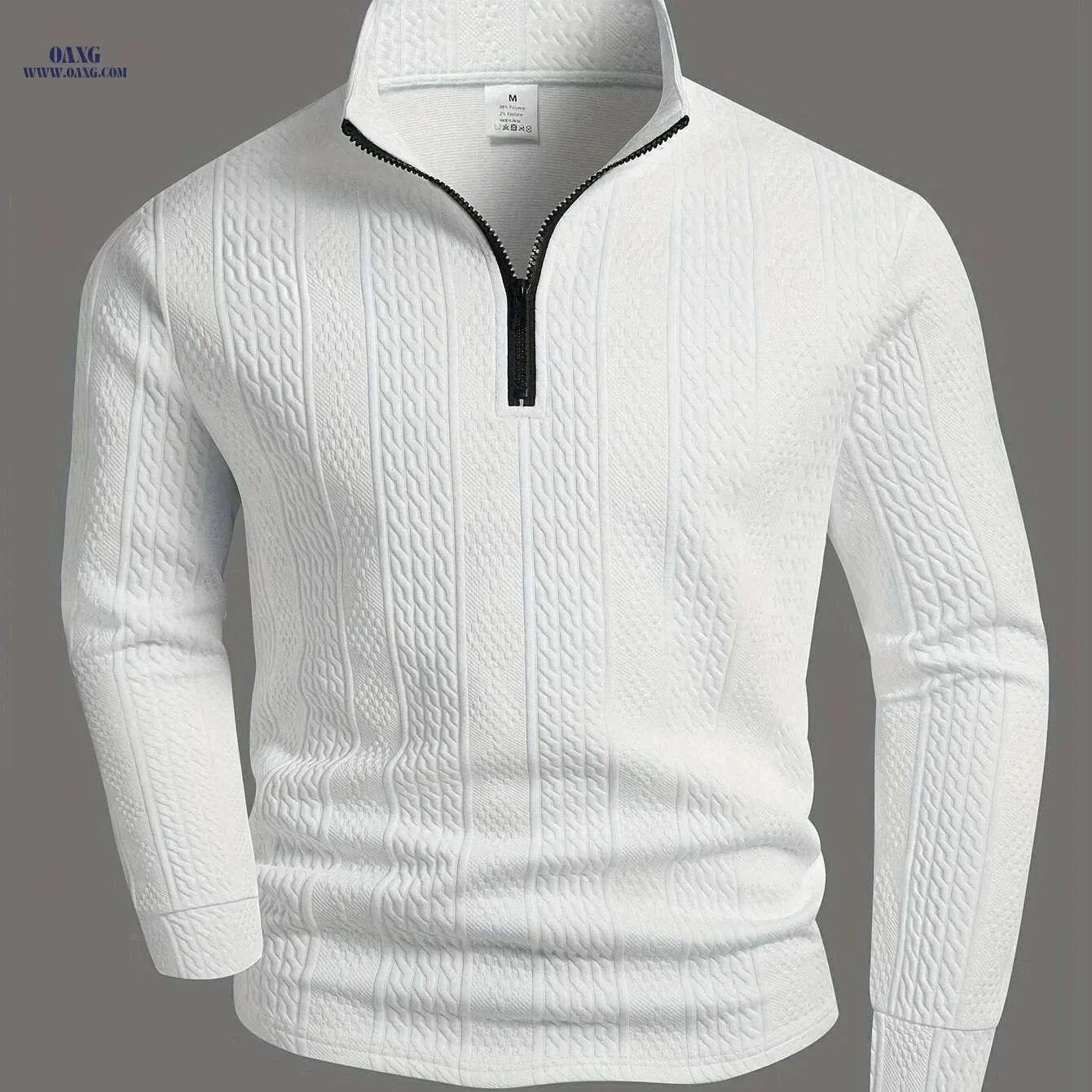 Men's Heavyweight Long Sleeve Shirt - Zipper Front, Casual Style   OAXG White / S