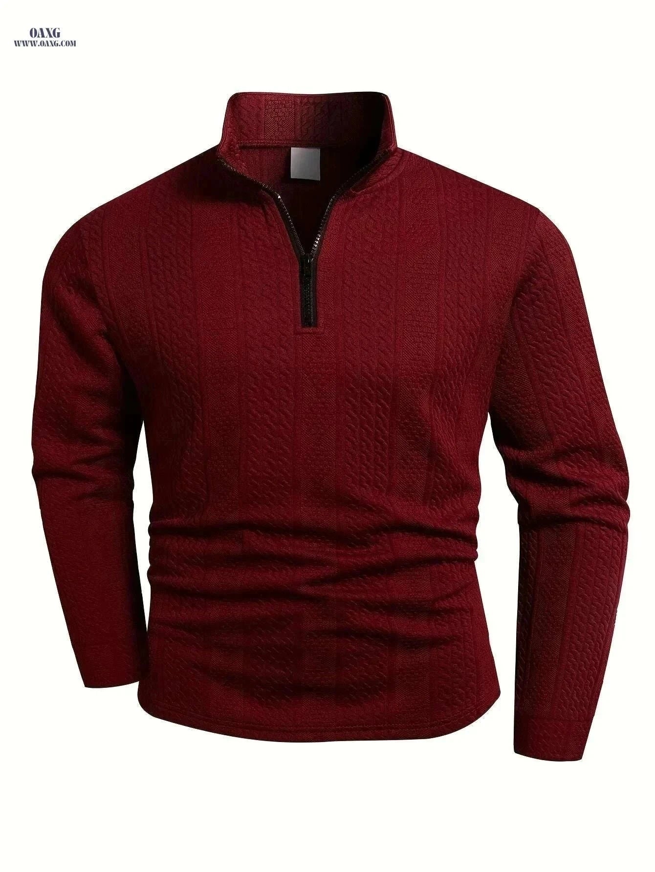 Men's Heavyweight Long Sleeve Shirt - Zipper Front, Casual Style   OAXG White / S