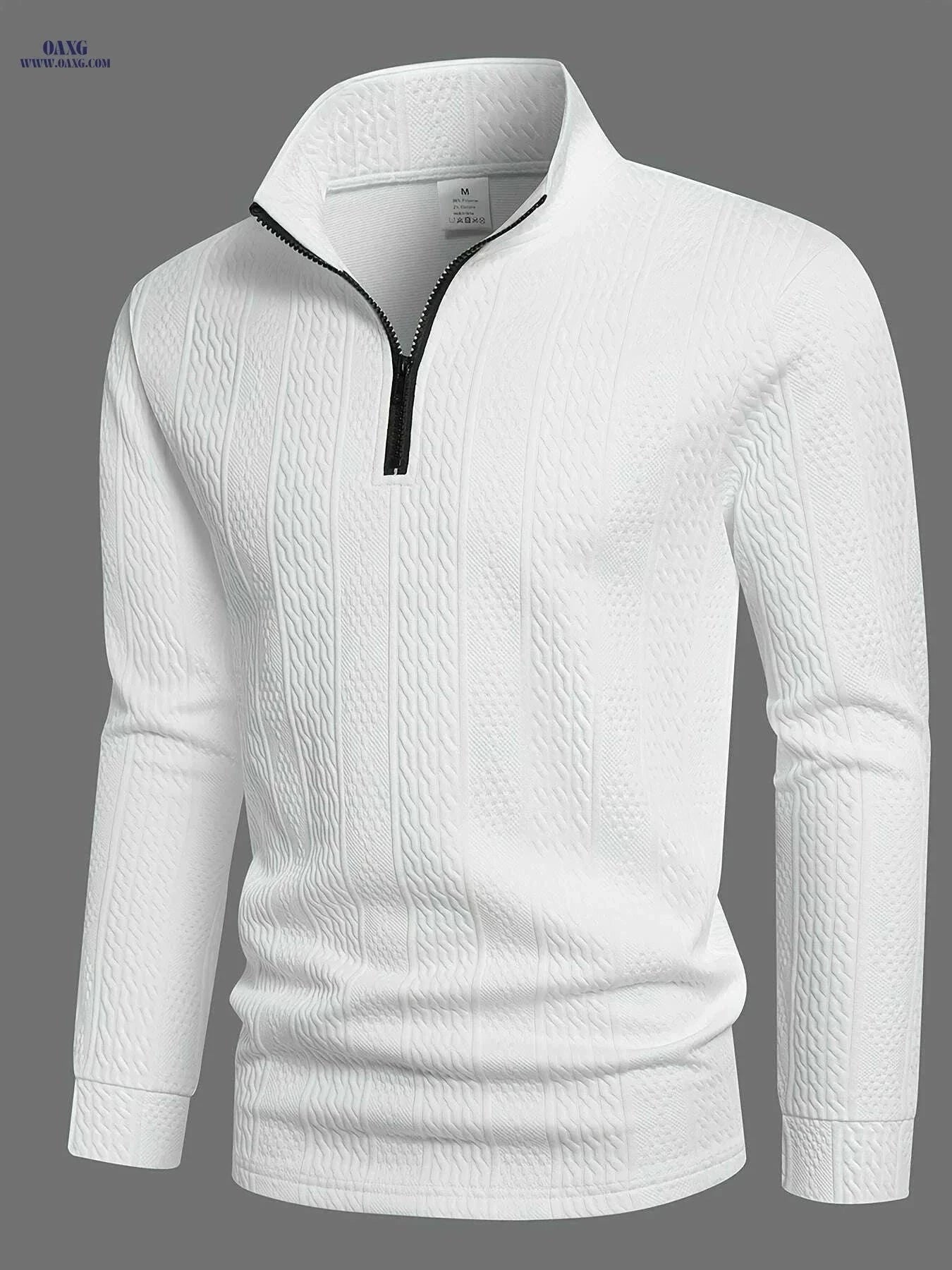 Men's Heavyweight Long Sleeve Shirt - Zipper Front, Casual Style   OAXG White / S