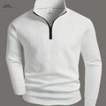 Men's Heavyweight Long Sleeve Shirt - Zipper Front, Casual Style   OAXG White / S