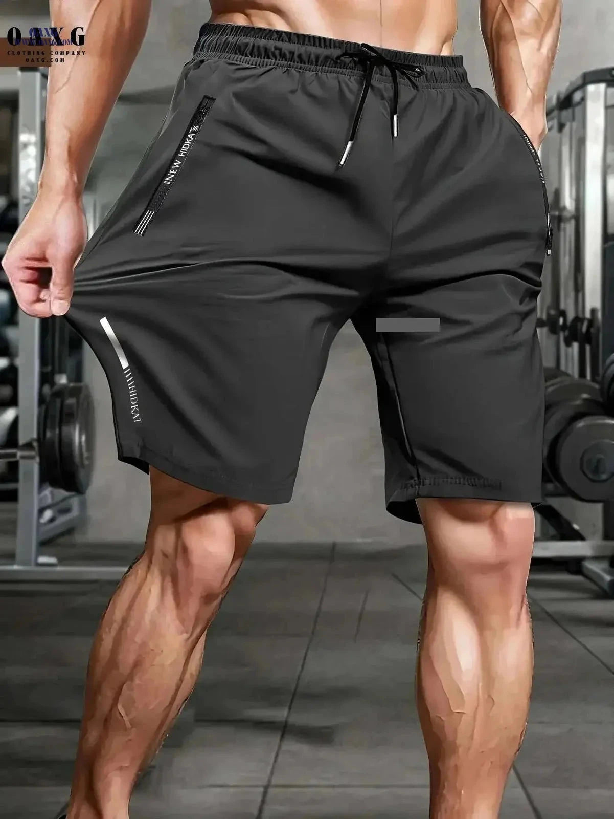 Men's High-Elastic Sports Shorts - Breathable with Zip Pockets   OAXG 