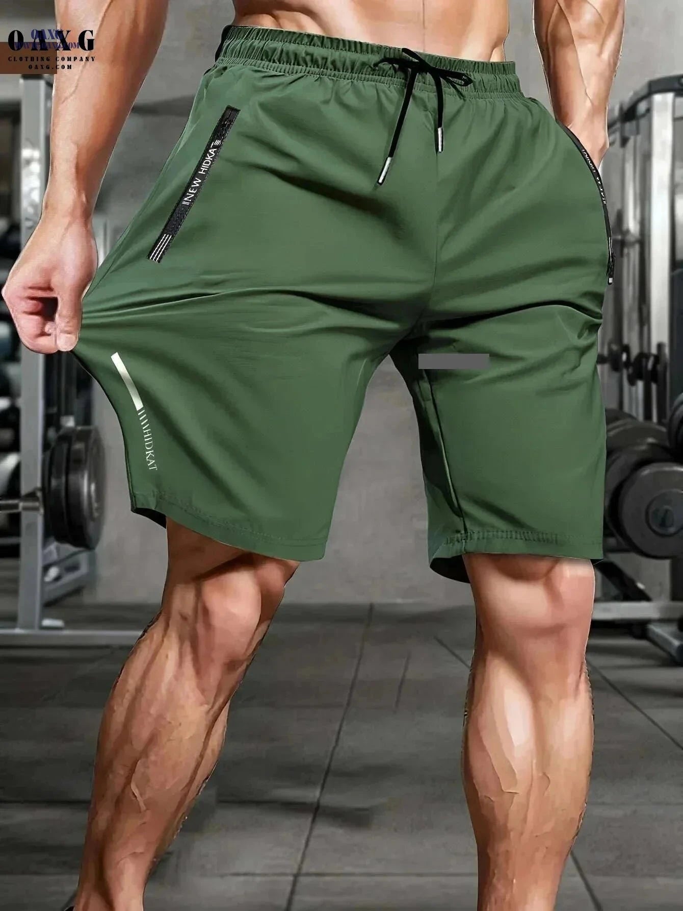 Men's High-Elastic Sports Shorts - Breathable with Zip Pockets   OAXG 