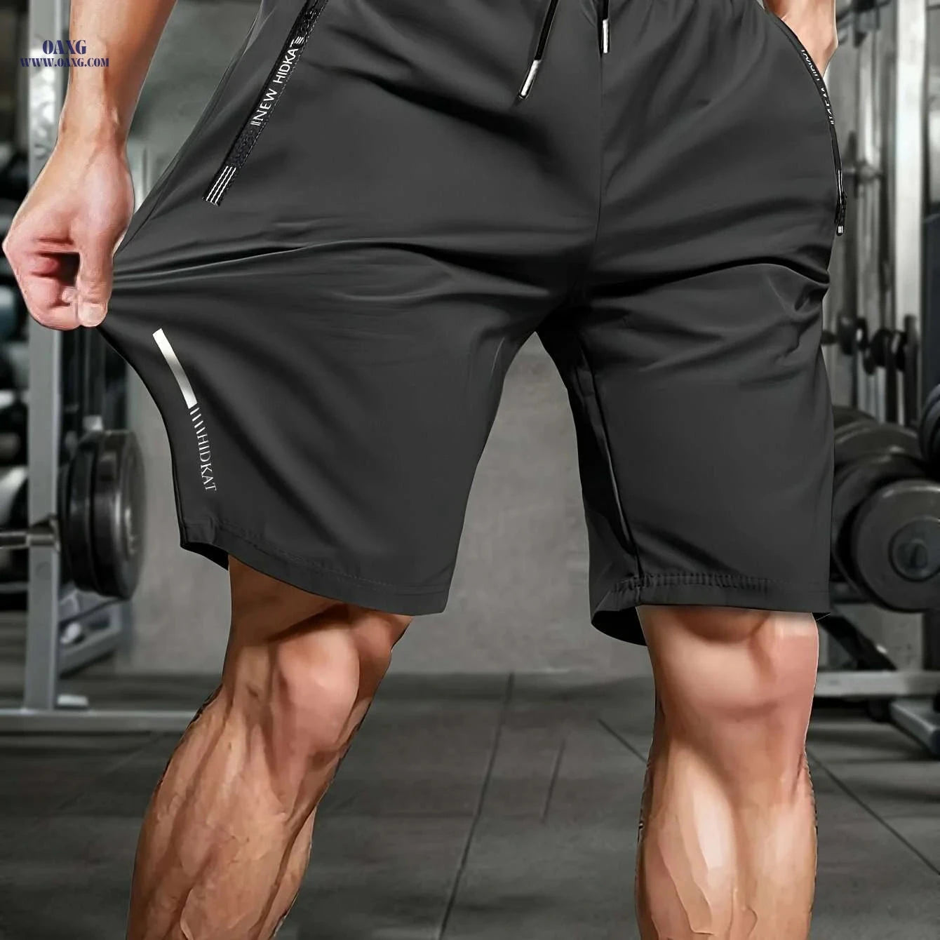 Men's High Elasticity Ice Sliky Fiber Shorts - Breathable, Zipper Pockets   OAXG Black / XXS