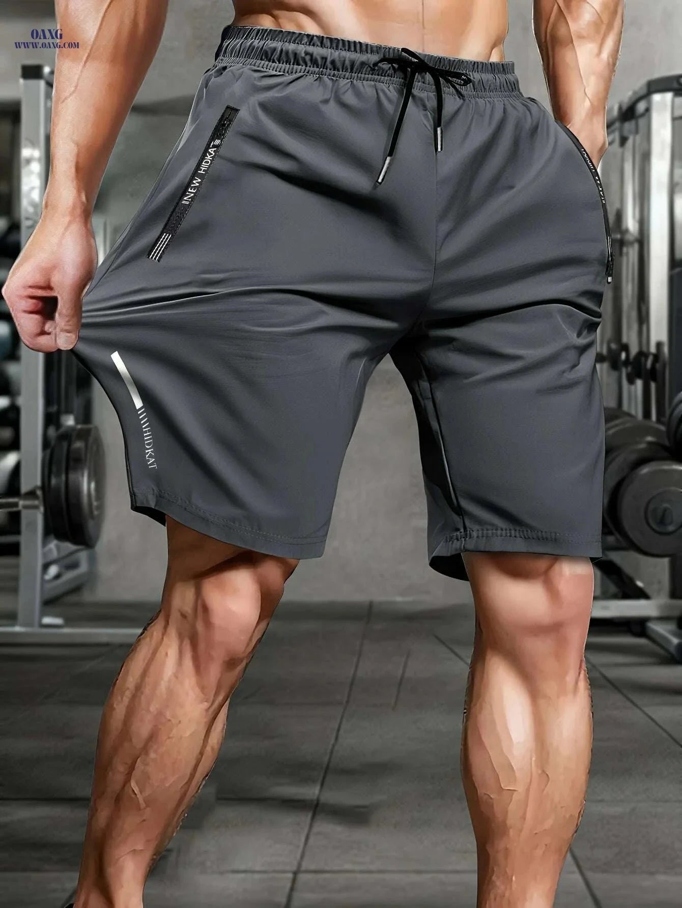 Men's High Elasticity Ice Sliky Fiber Shorts - Breathable, Zipper Pockets   OAXG 