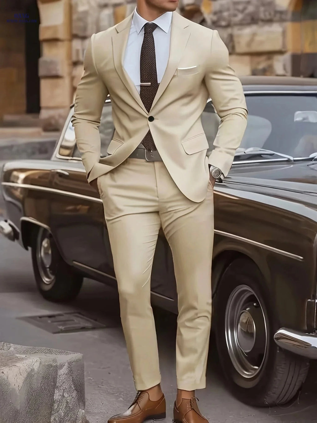 Men's High-End 2pcs Suit Set - Fashionable for Weddings & Parties   OAXG 