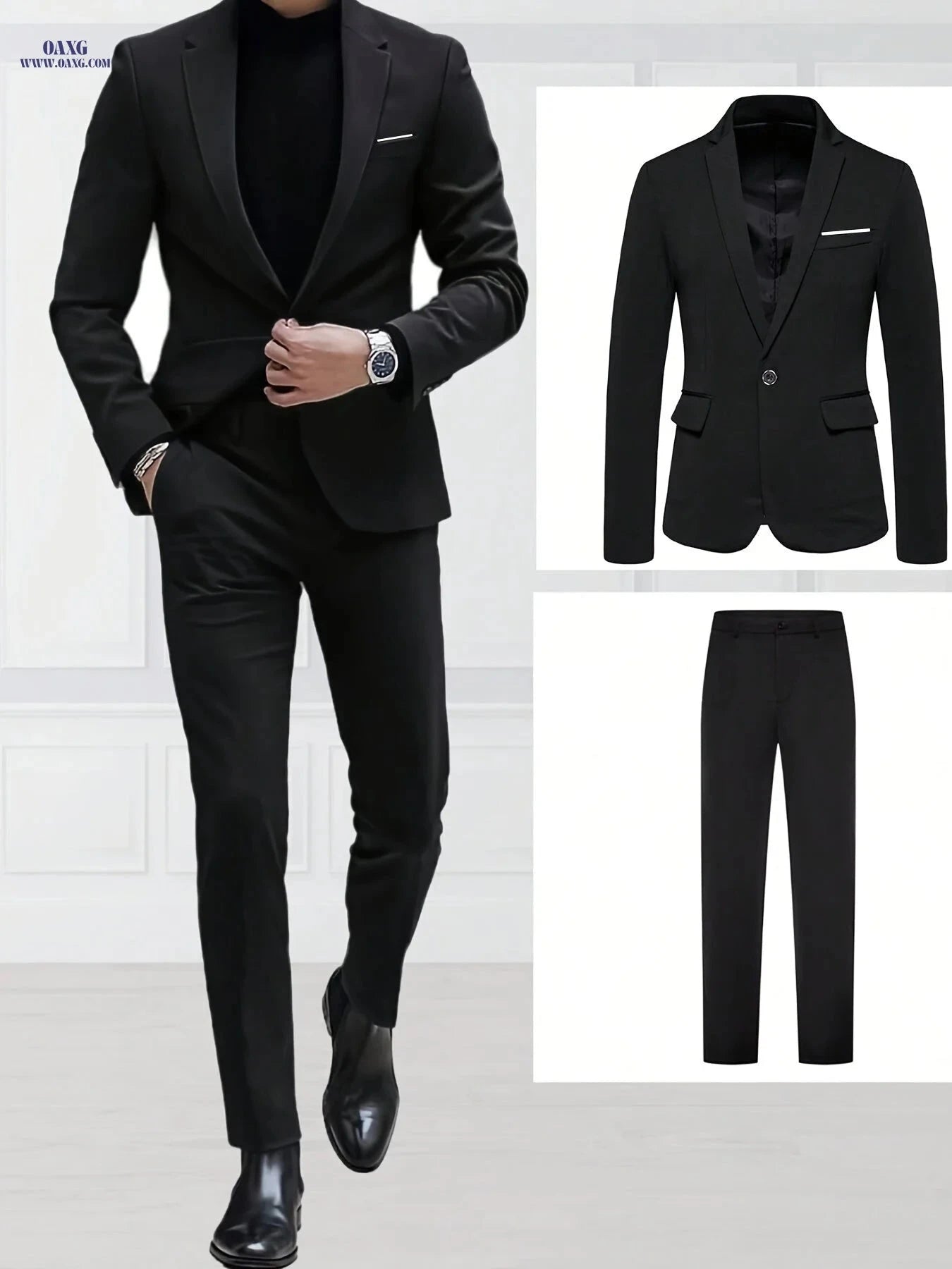 Men's High-End 2pcs Suit Set - Fashionable for Weddings & Parties   OAXG 