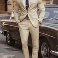 Men's High-End 2pcs Suit Set - Fashionable for Weddings & Parties   OAXG Beige / FR XXS