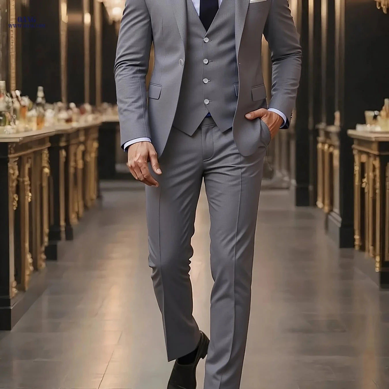Men’s High-End 3-Piece Suit Set - Notched Lapel, Formal Attire   OAXG 
