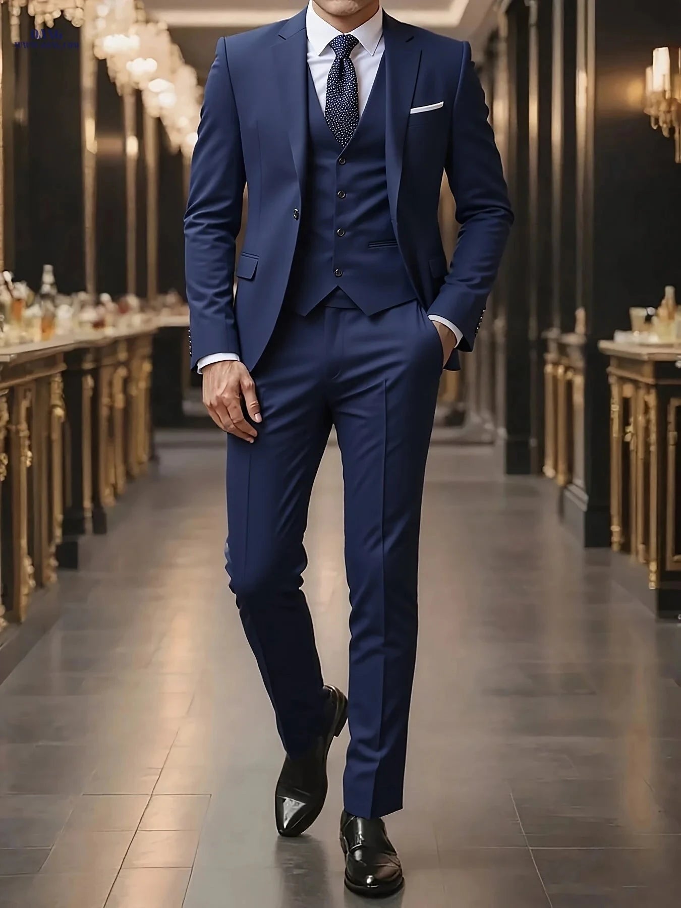 Men’s High-End 3-Piece Suit Set - Notched Lapel, Formal Attire   OAXG 