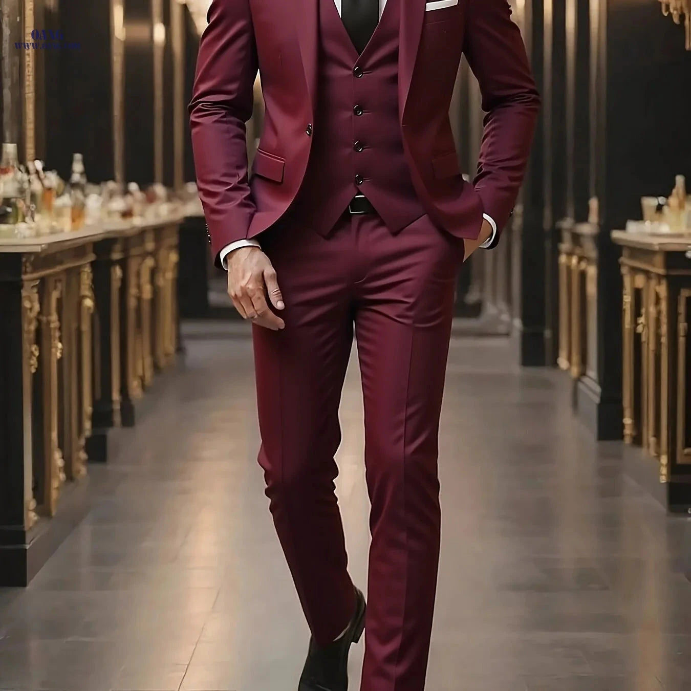 Men’s High-End 3-Piece Suit Set - Notched Lapel, Formal Attire   OAXG 