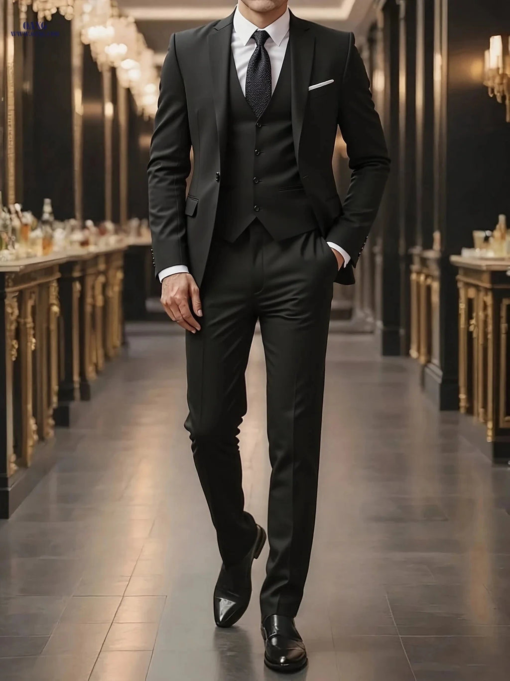 Men’s High-End 3-Piece Suit Set - Notched Lapel, Formal Attire   OAXG 