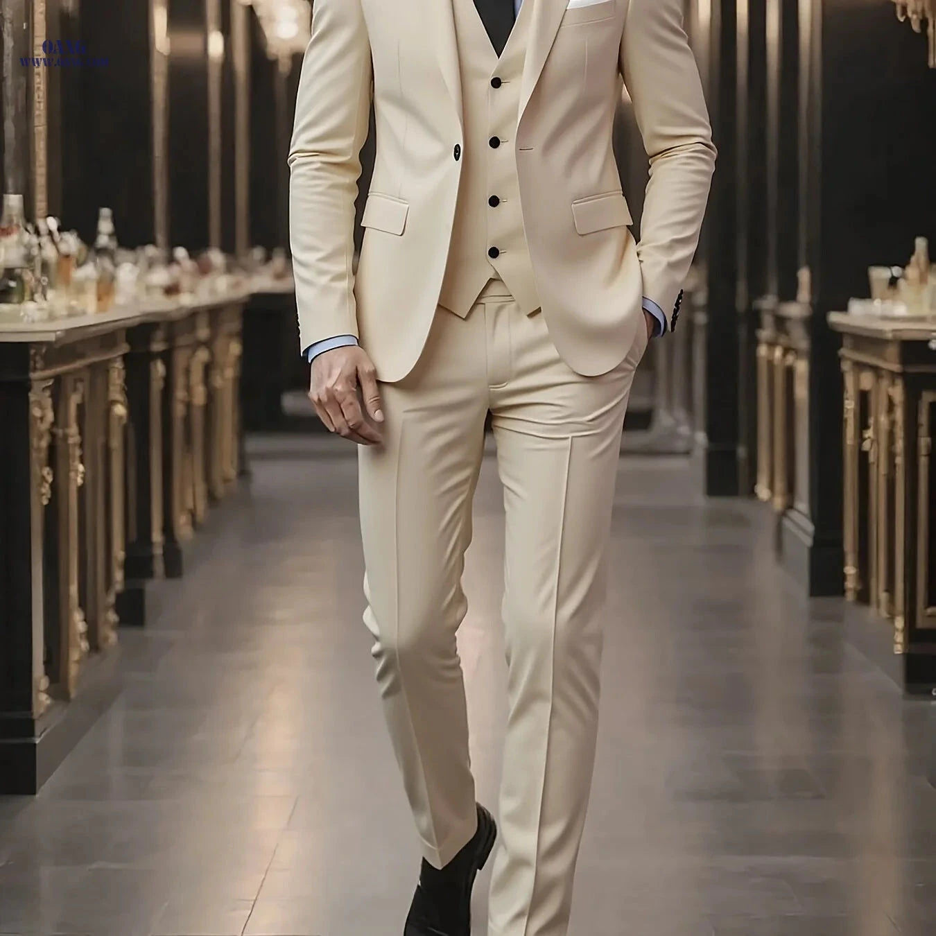 Men’s High-End 3-Piece Suit Set - Notched Lapel, Formal Attire   OAXG 
