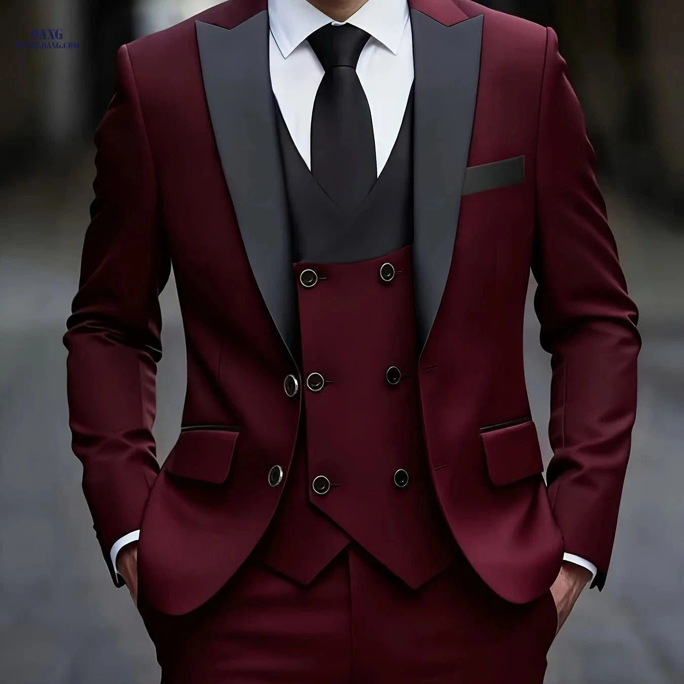 Men's High-End 3-Piece Suit Set - Vest, Trousers, Formal Attire   OAXG 
