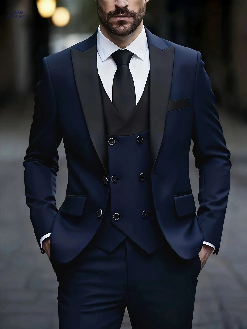 Men's High-End 3-Piece Suit Set - Vest, Trousers, Formal Attire   OAXG Burgundy / FR XXS