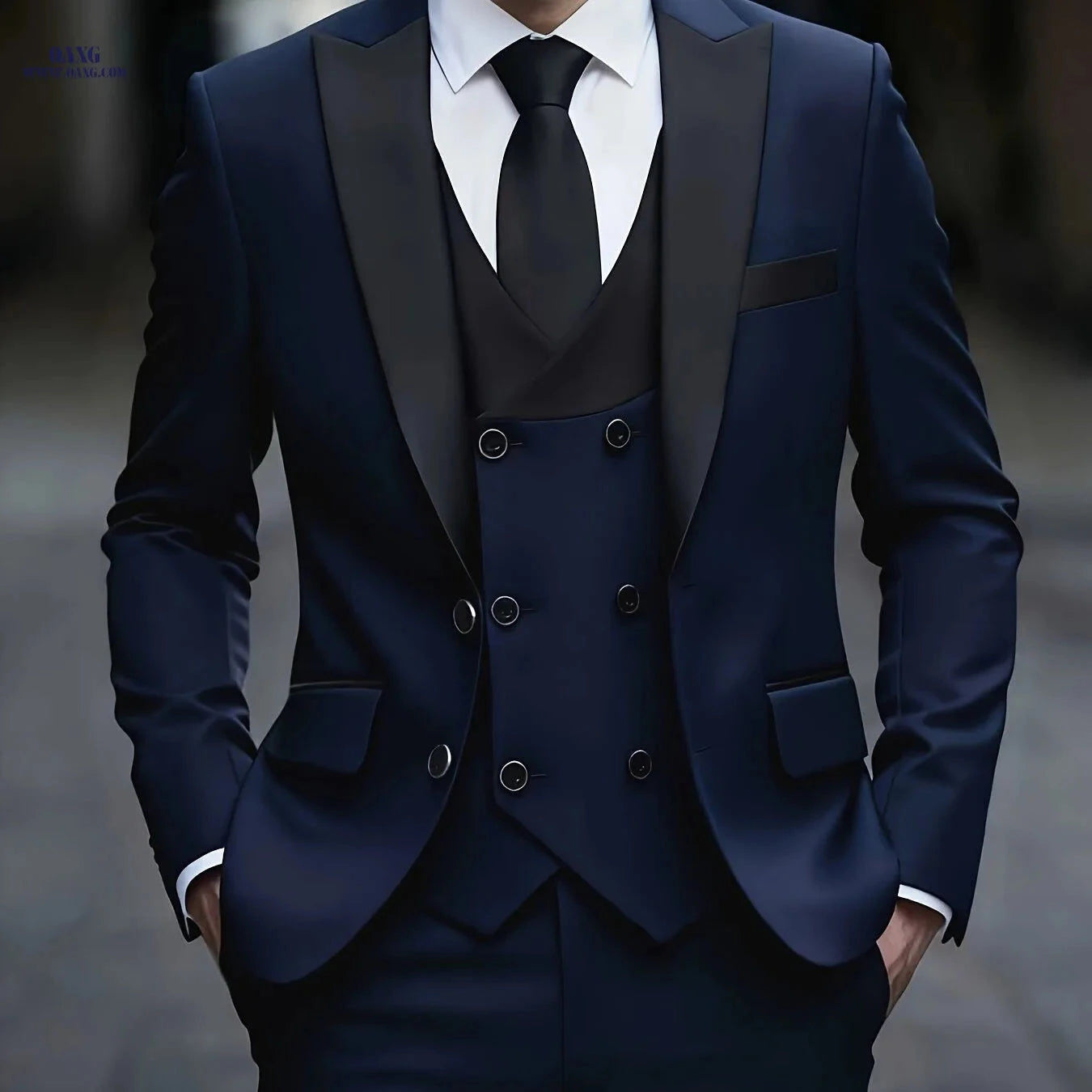 Men's High-End 3-Piece Suit Set - Vest, Trousers, Formal Attire   OAXG Burgundy / FR XXS