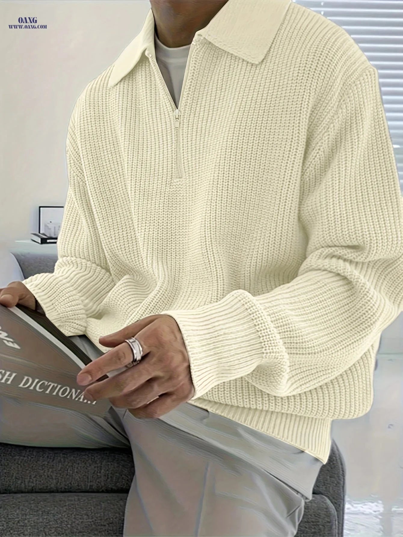Men's High-End Half Zip Sweater - Slim Fit Casual Knit Top   OAXG 