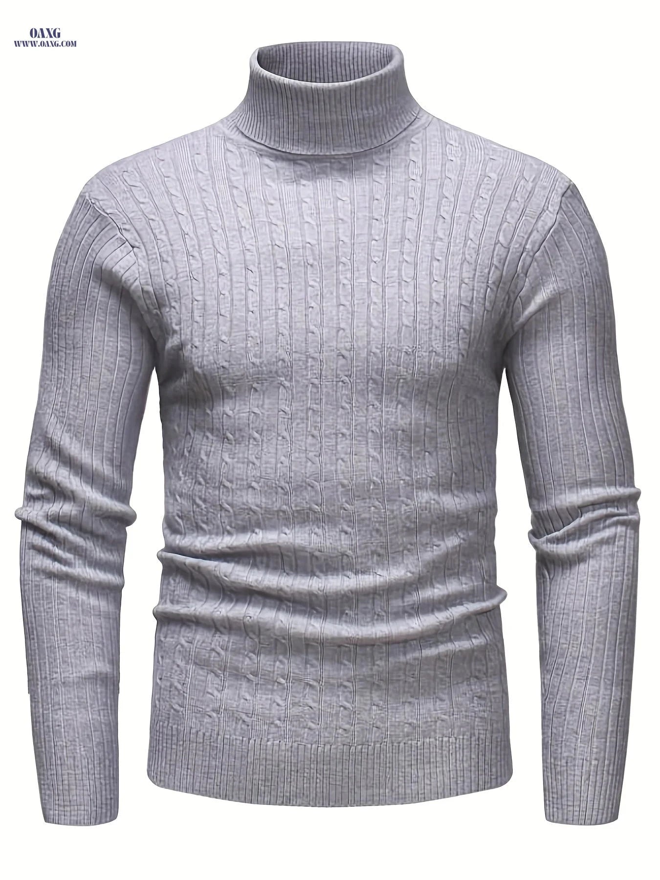 Men's High-Neck Cable Knit Casual Sweater - Autumn & Winter Fashion   OAXG 