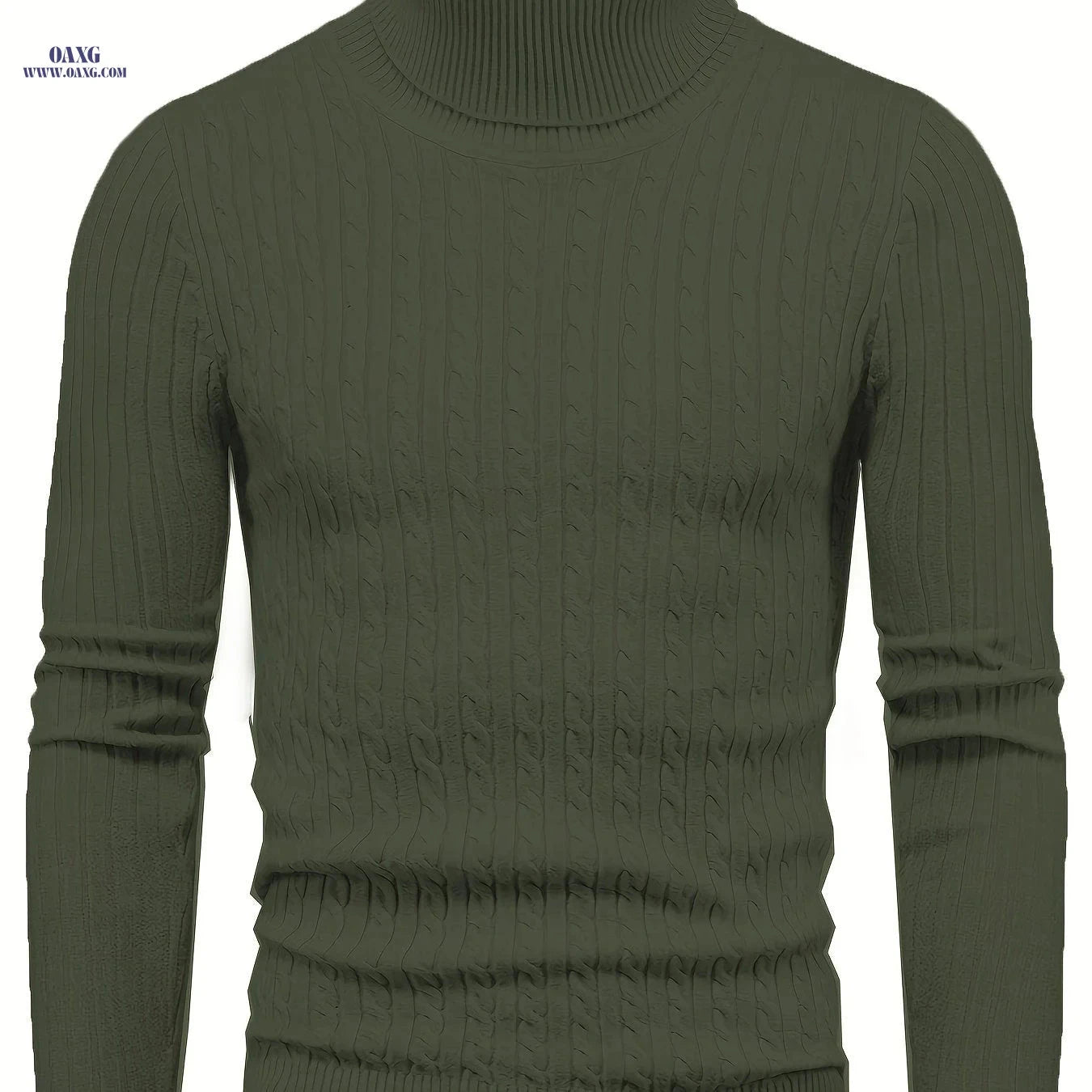 Men's High-Neck Cable Knit Casual Sweater - Autumn & Winter Fashion   OAXG 