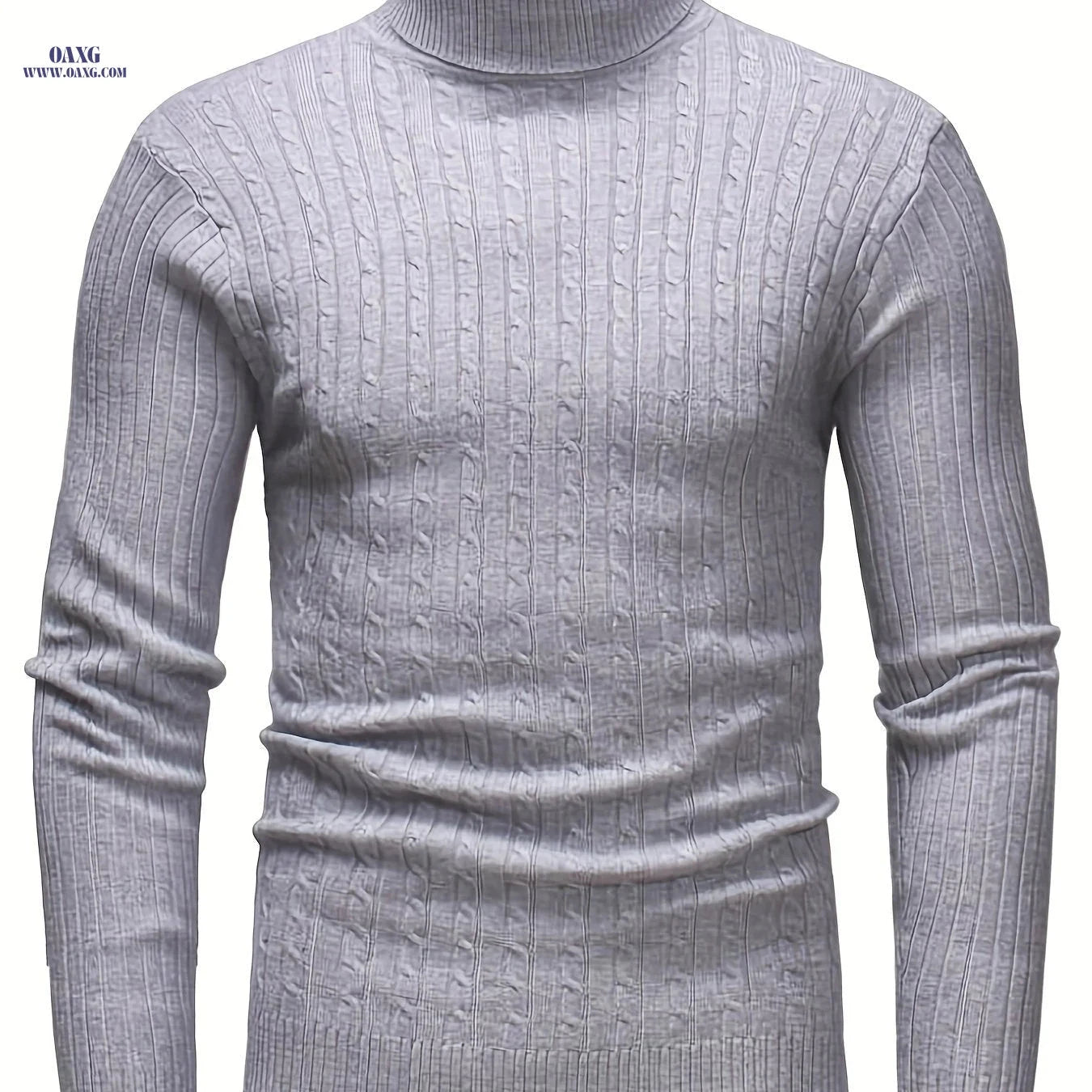 Men's High-Neck Cable Knit Casual Sweater - Autumn & Winter Fashion   OAXG 