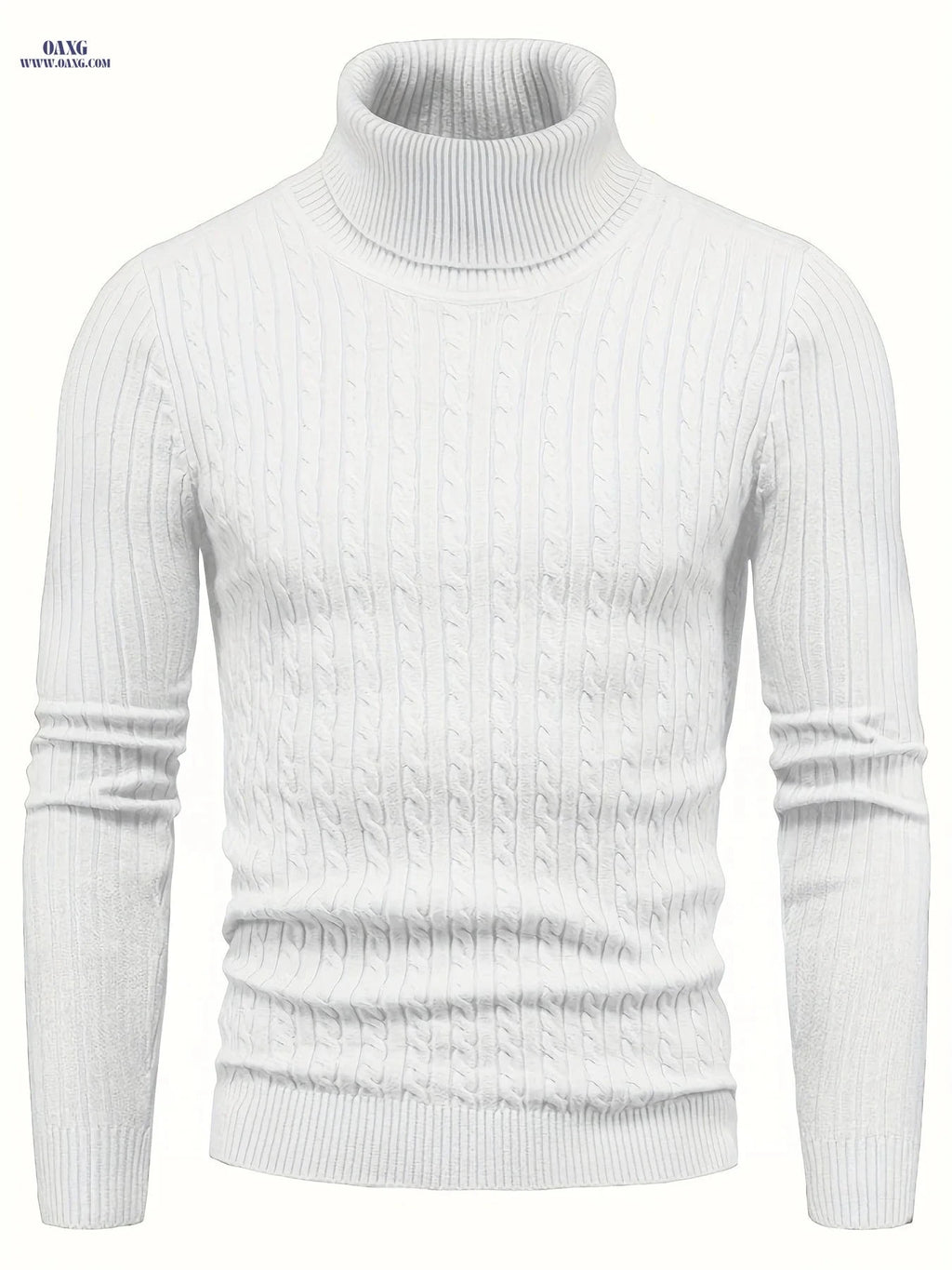 Men's High-Neck Cable Knit Casual Sweater - Autumn & Winter Fashion   OAXG 