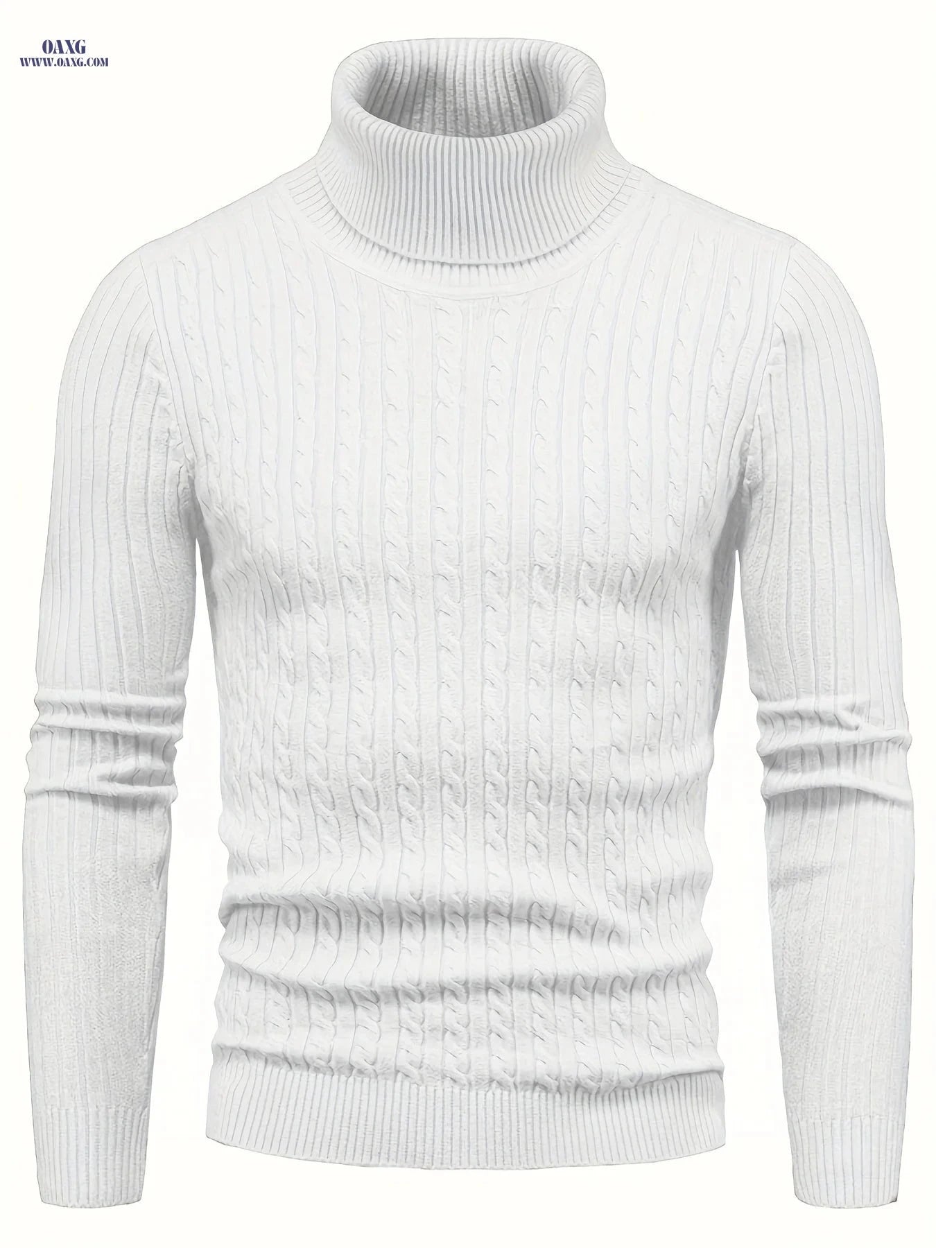 Men's High-Neck Cable Knit Casual Sweater - Autumn & Winter Fashion   OAXG 
