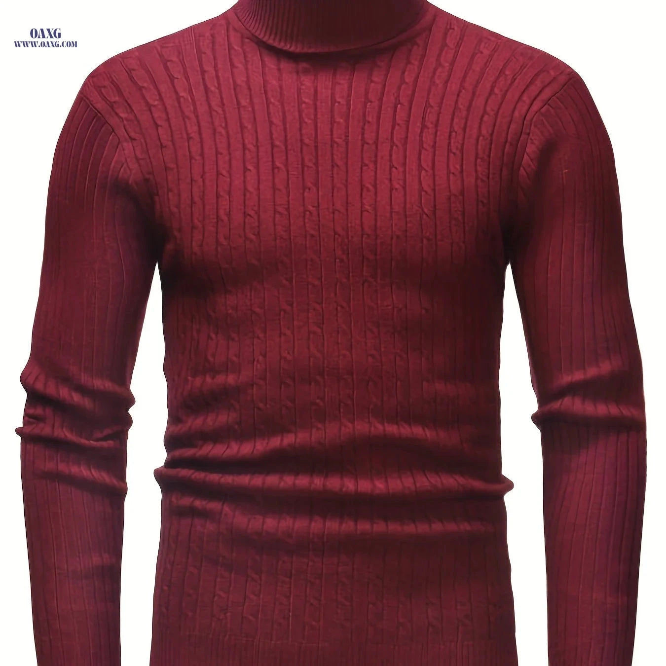 Men's High-Neck Cable Knit Casual Sweater - Autumn & Winter Fashion   OAXG 