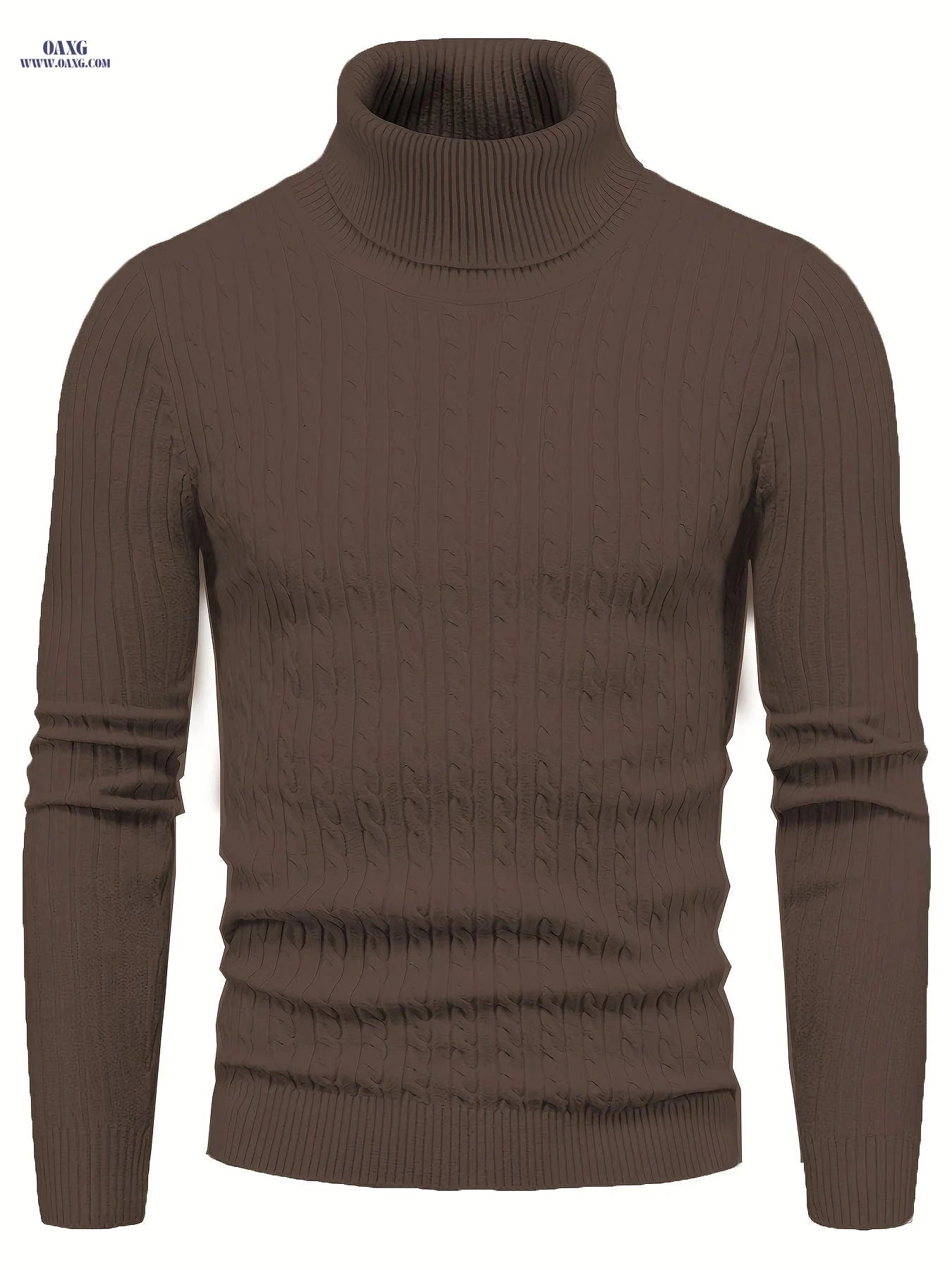 Men's High-Neck Cable Knit Casual Sweater - Autumn & Winter Fashion   OAXG 