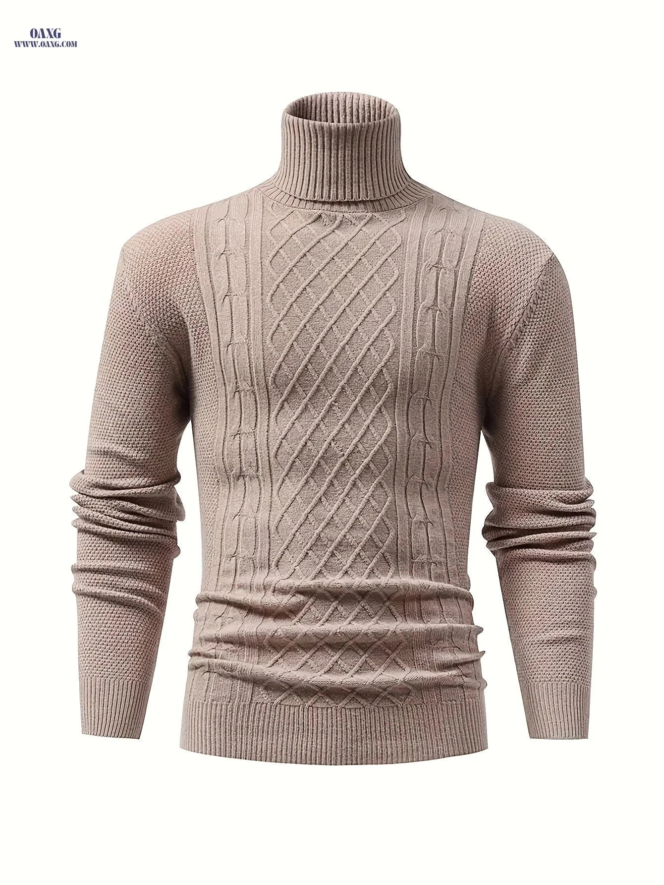 Men's High Neck Turtleneck Sweater - Soft Stretchy Knit Pullover   OAXG 