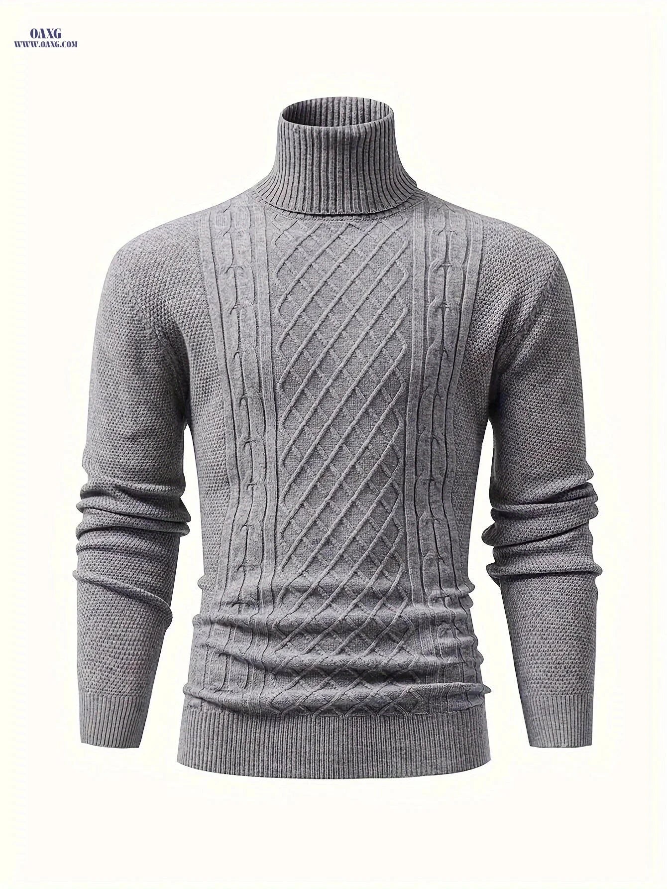 Men's High Neck Turtleneck Sweater - Soft Stretchy Knit Pullover   OAXG 