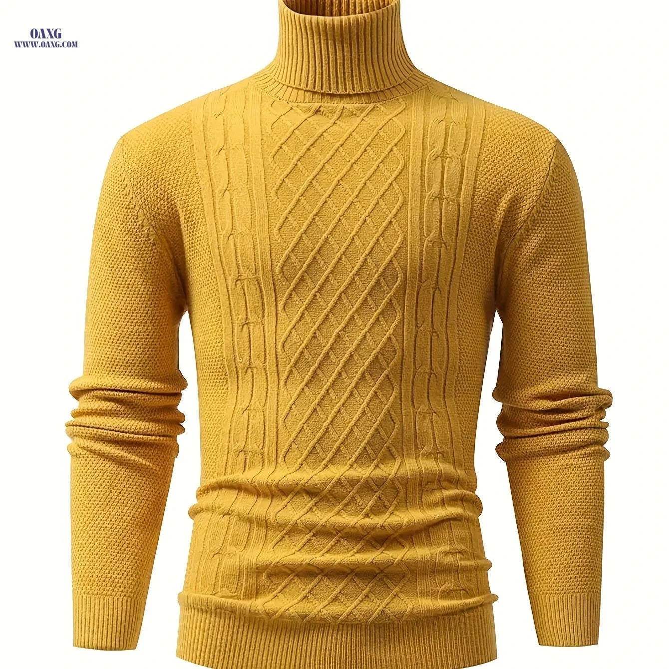 Men's High Neck Turtleneck Sweater - Soft Stretchy Knit Pullover   OAXG White / FR S