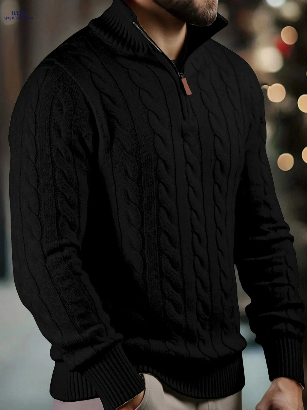 Men's High Neck Zippered Knit Sweater - Warm Fall & Winter Wear   OAXG Grey / FR M
