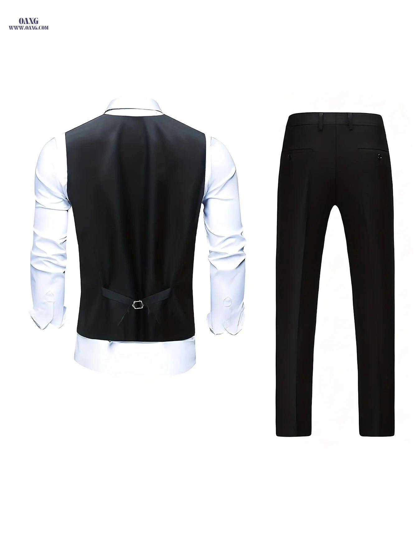 Men's High-Quality Solid Color Suit Set - Vest & Western Pants   OAXG Sky Blue / FR S