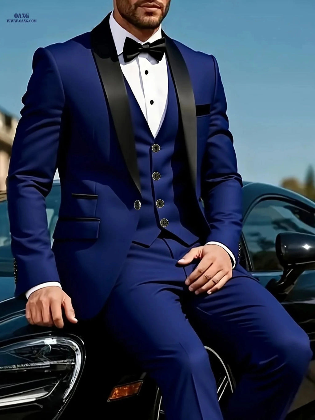 Men's High-Quality Three-Piece Suit - Perfect for Weddings & Events   OAXG Black / FR XXS